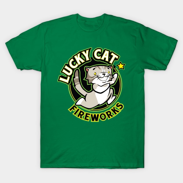 Lucky Cat Fireworks T-Shirt by Mattocks Design